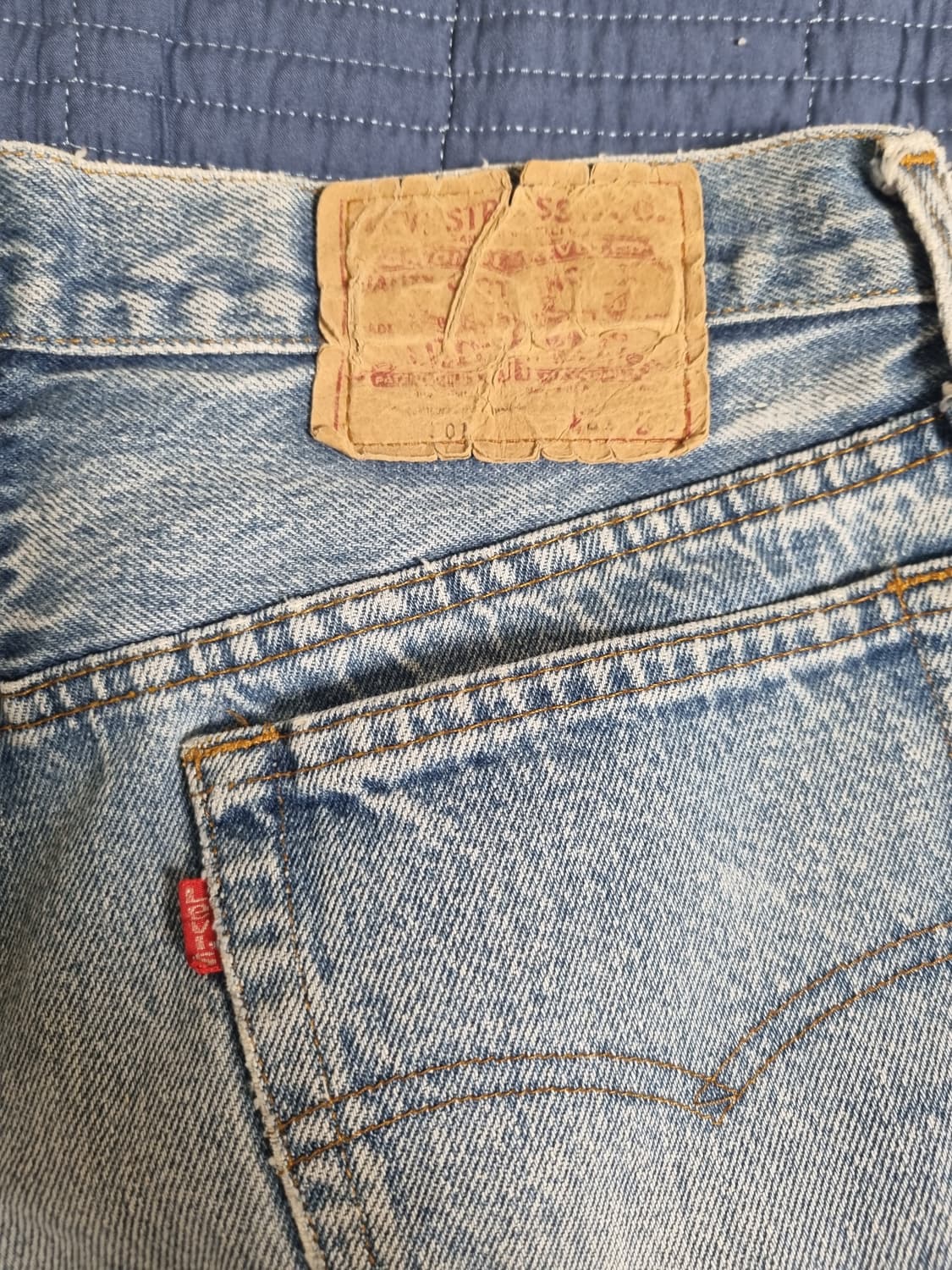 80s미제리바이스501 중청 워싱 컷팅 상품이미지3