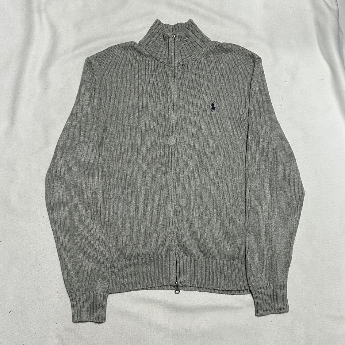 L 폴로랄프로렌 그레이 코튼 하프 니트집업 상품이미지2