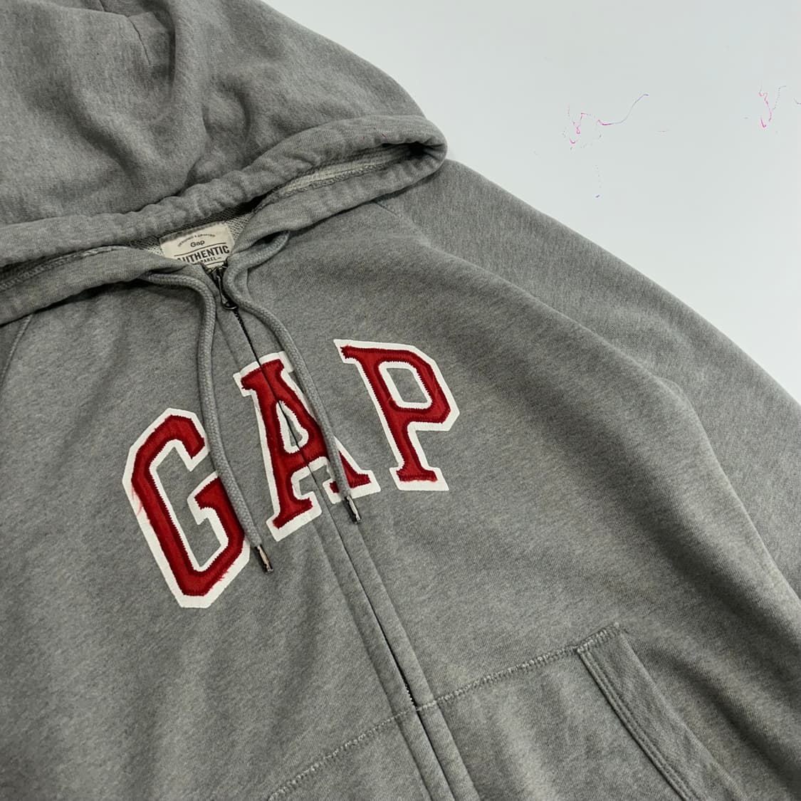 GAP 갭 레드로고 그레이 후드집업 상품이미지4