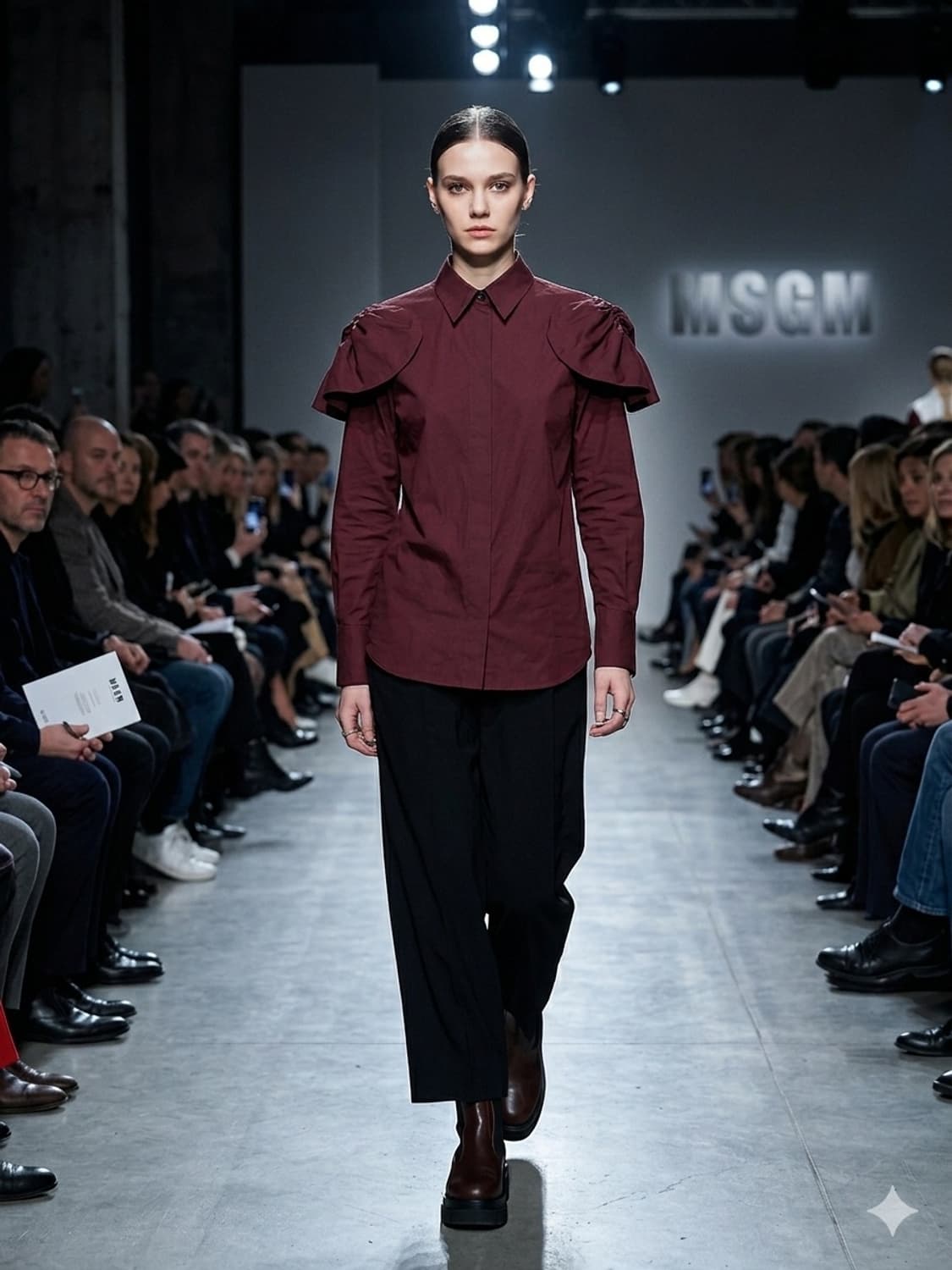 MSGM 2019fw 버건디 프릴 셔츠 40사이즈 상품이미지1