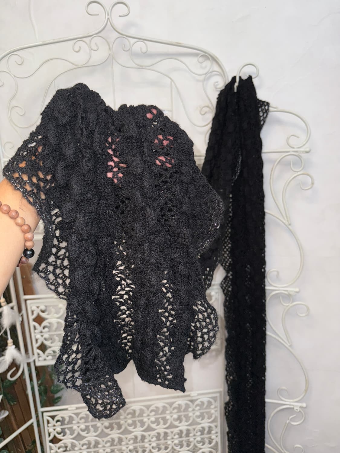 Black maxi long knit muffler 상품이미지2