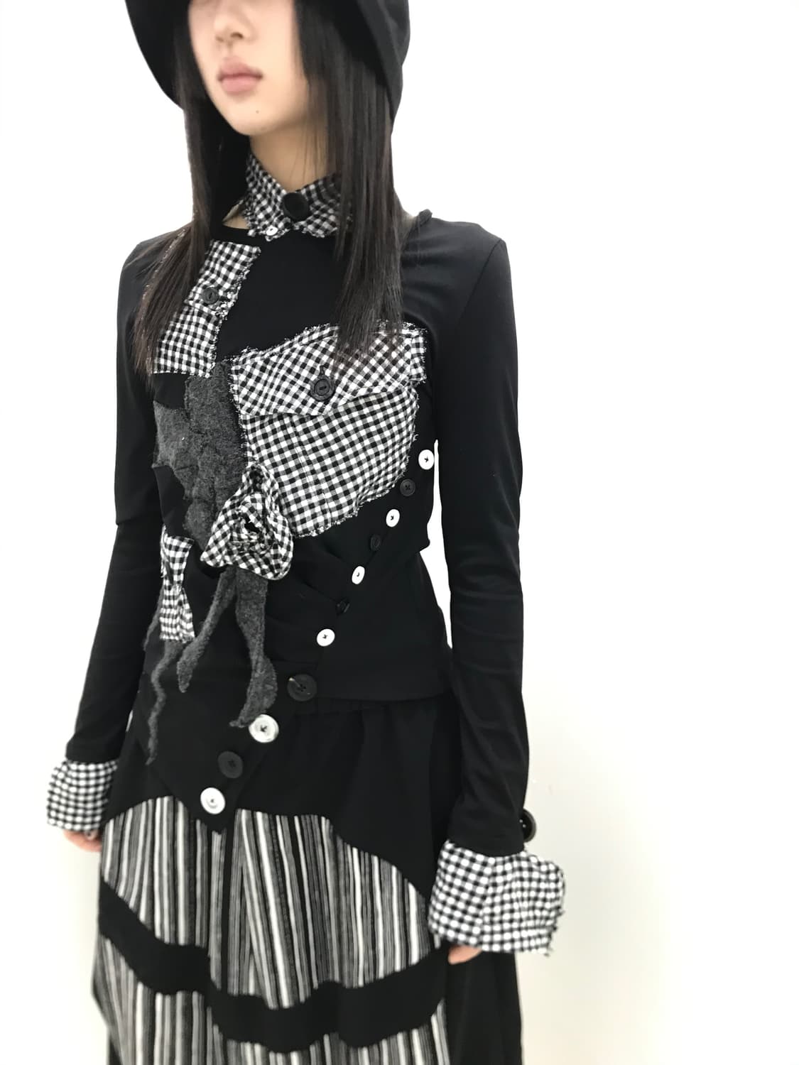 Custom🐾)Gingham check point collar top 상품이미지8