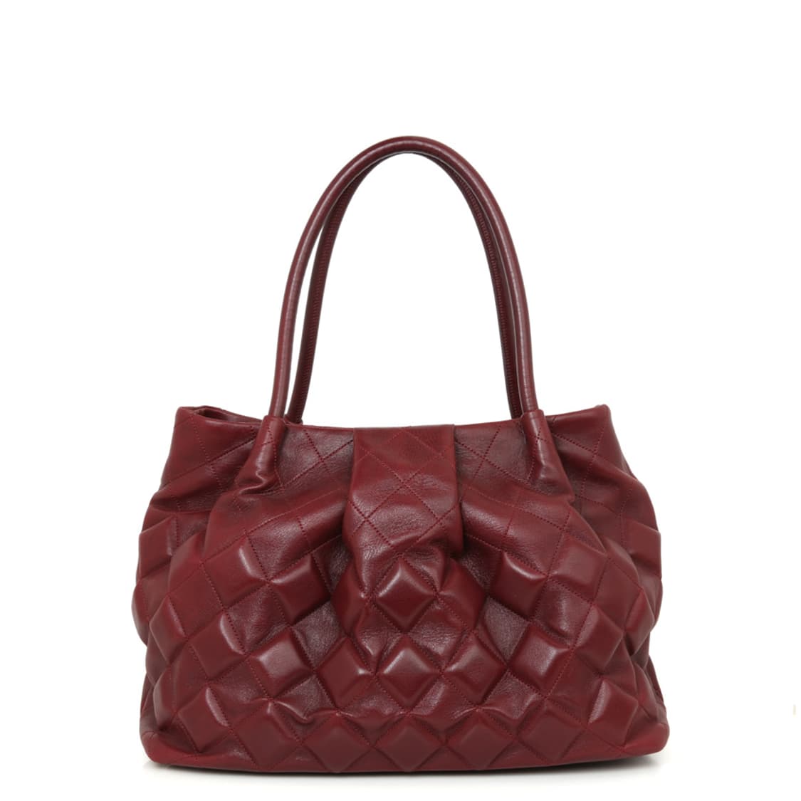 샤넬 버건디 큐브 퀼팅 숄더 슬로운 슬론 카프레더 토트 상품이미지5