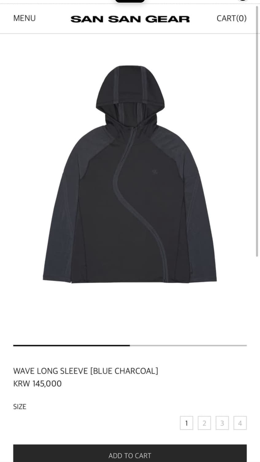 산산기어 웨이브 롱슬리브 블루차콜 3사이즈 상품이미지1