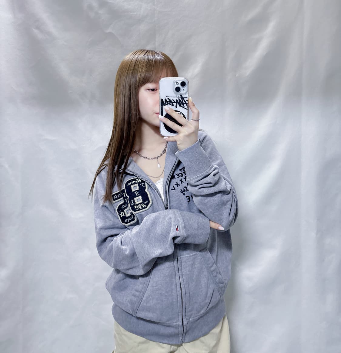 타미힐피거 Y2K 그레이 코튼 집업  상품이미지1