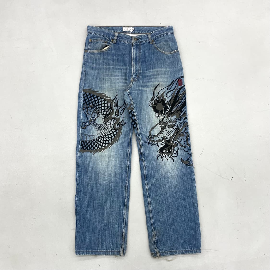 카라쿠리 타마시 제팬 드래곤 용자수 오리엔탈 와이드 데님팬츠 상품이미지1