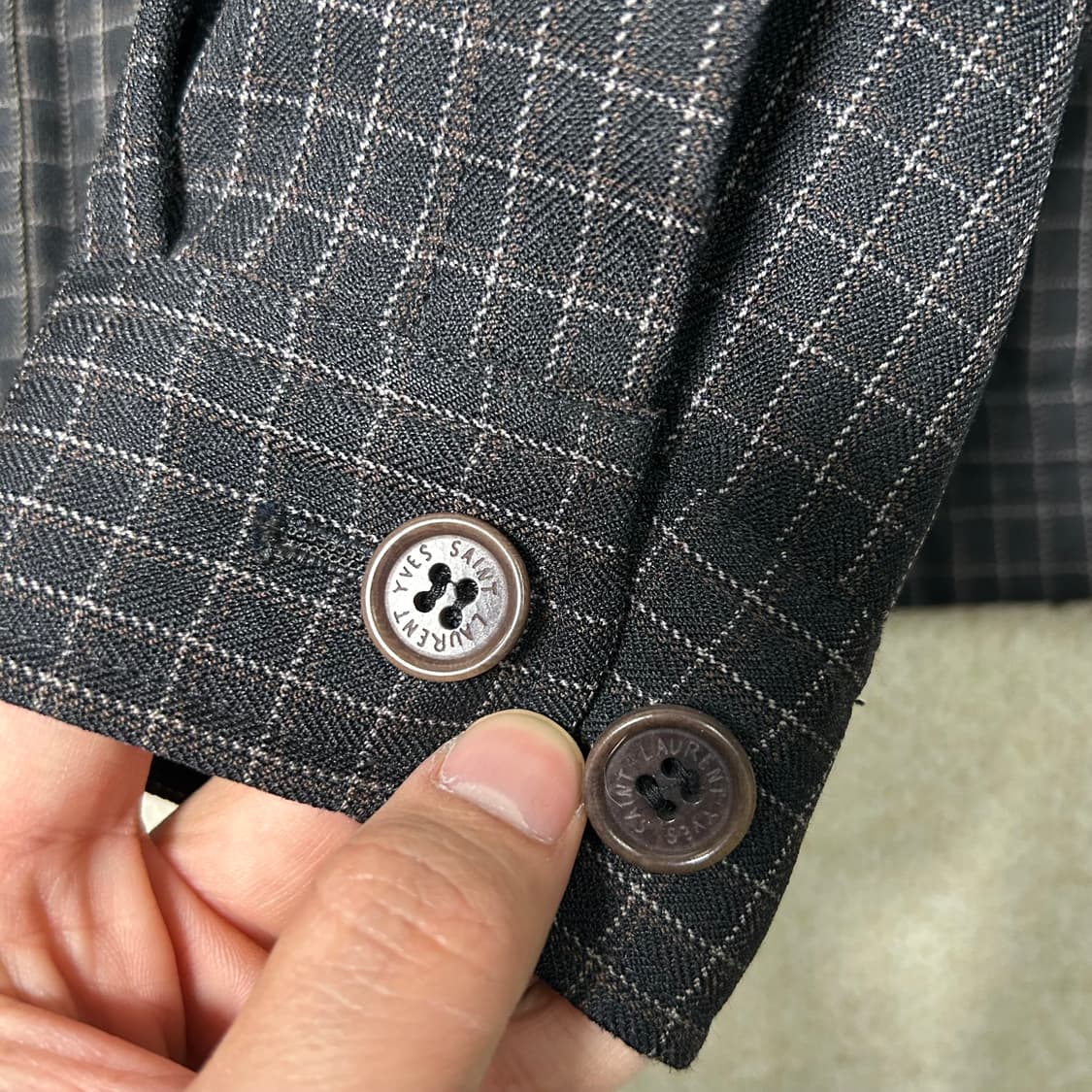 (M) 입생로랑 블랙 체크 블루종 자켓 상품이미지5