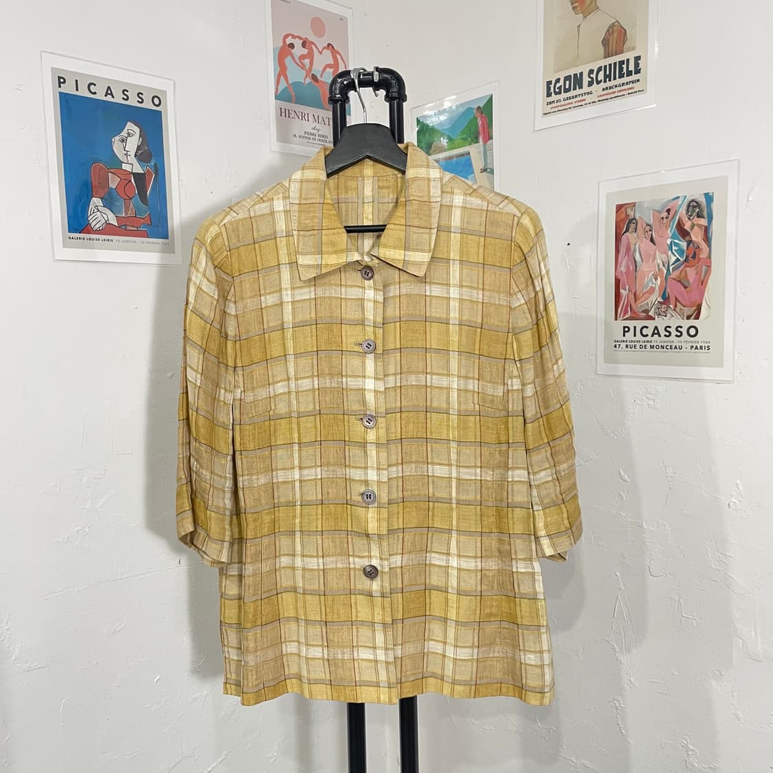 이태리 린넨 체크 자켓 상품이미지2