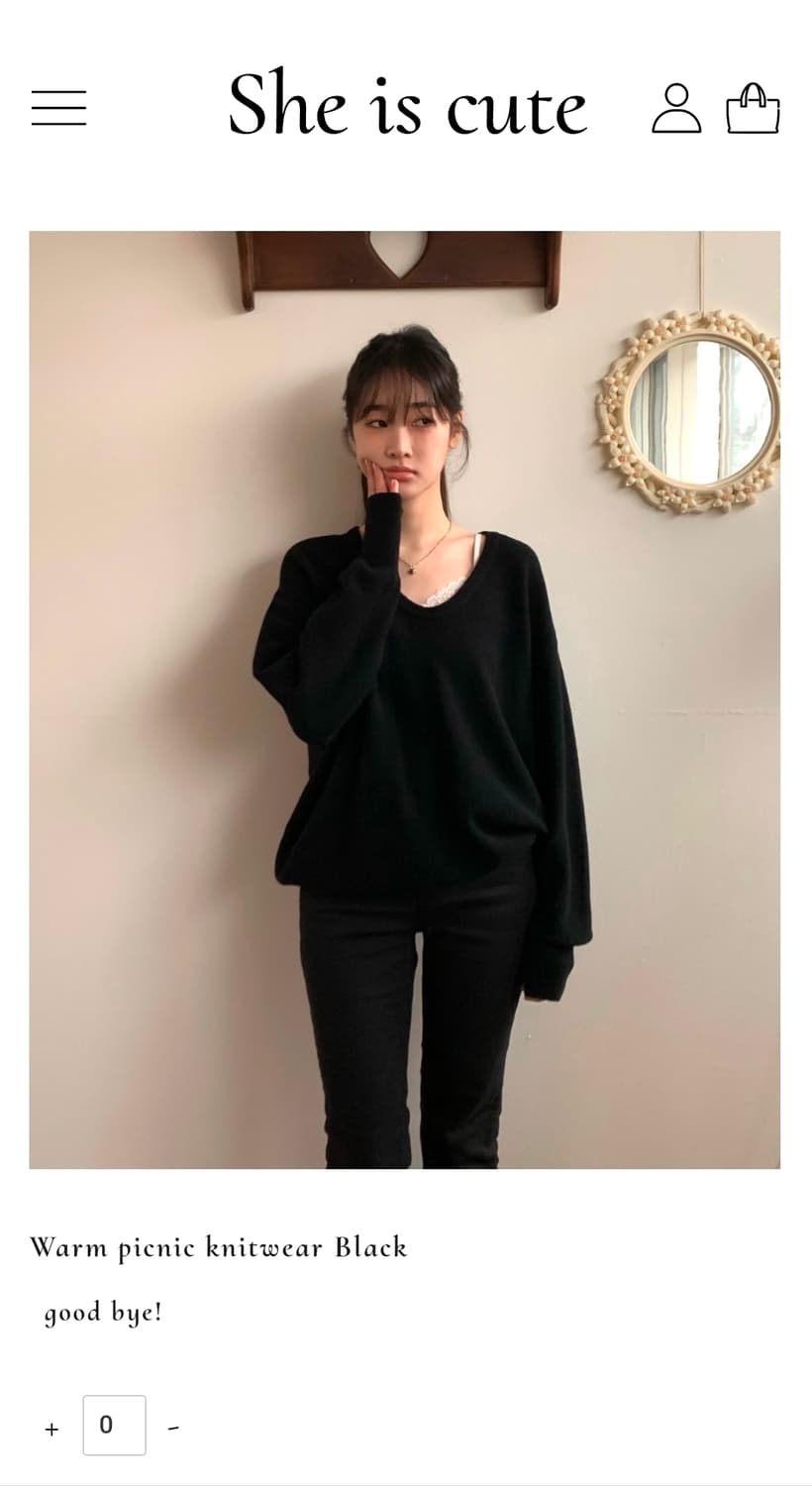 쉬이즈큐트 웜 피크닉 니트 블랙으로 구합니다. 상품이미지1