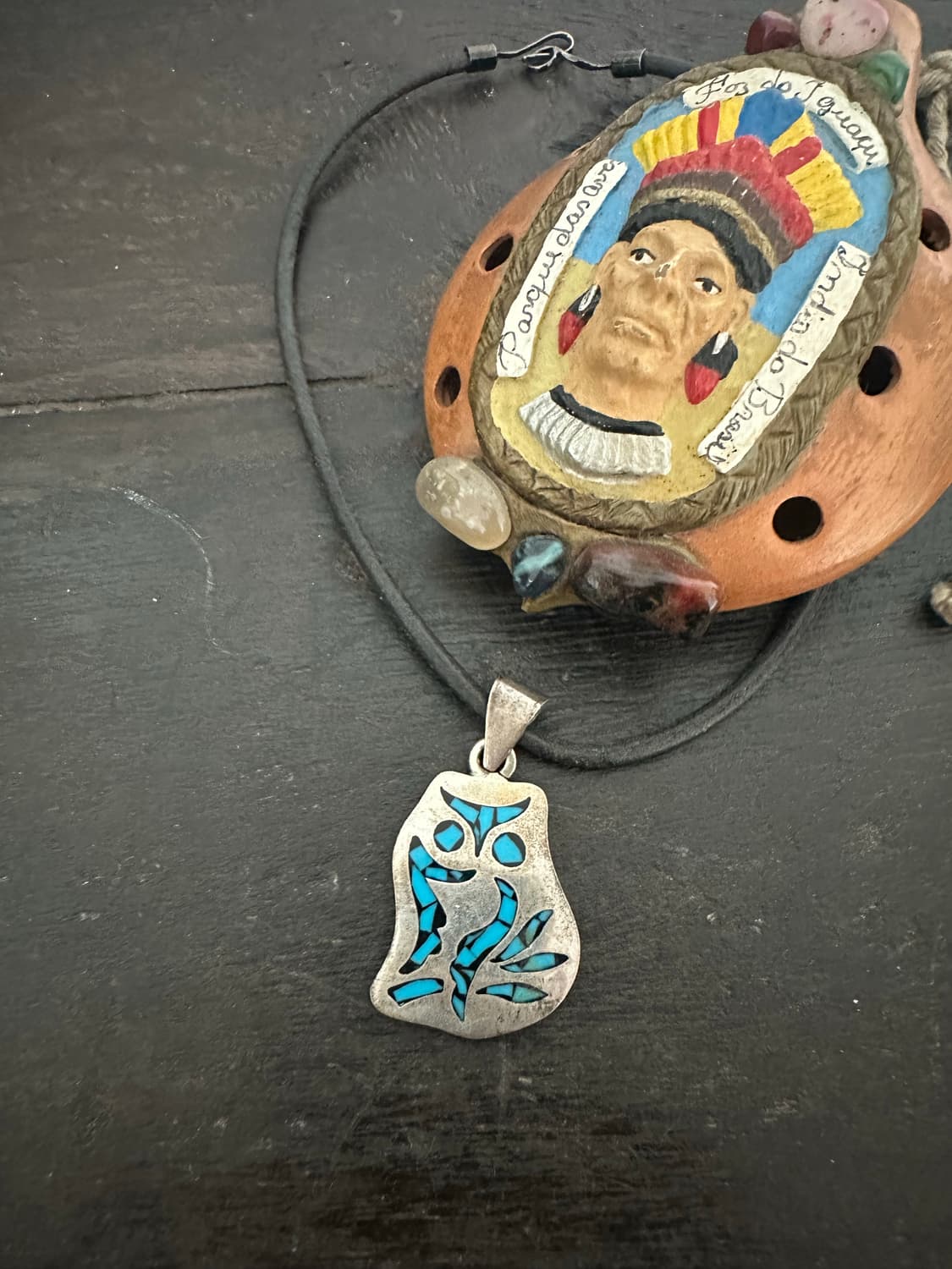 Turquoise owl 925silver neckla 상품이미지2