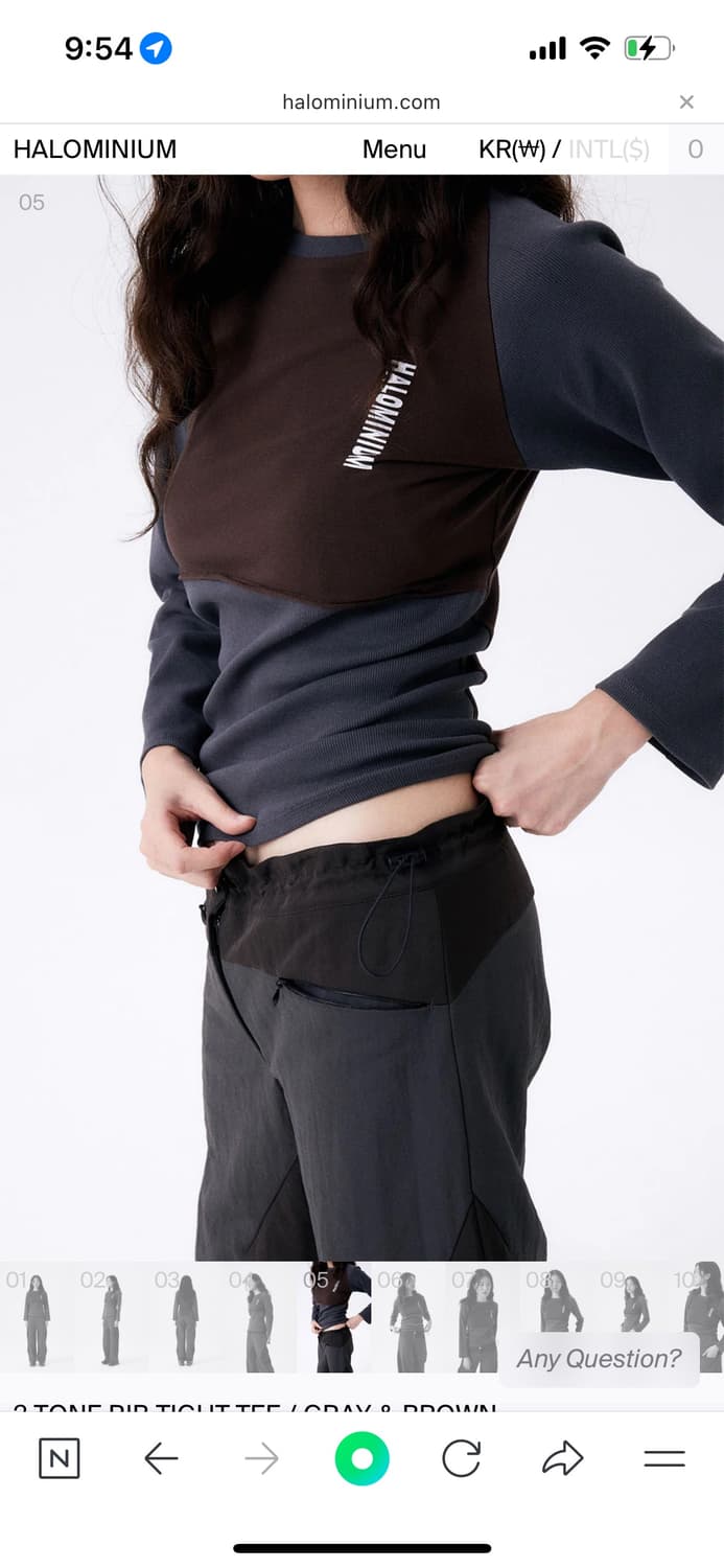 할로미늄 2 tone rib light tee gray&brown 상품이미지1