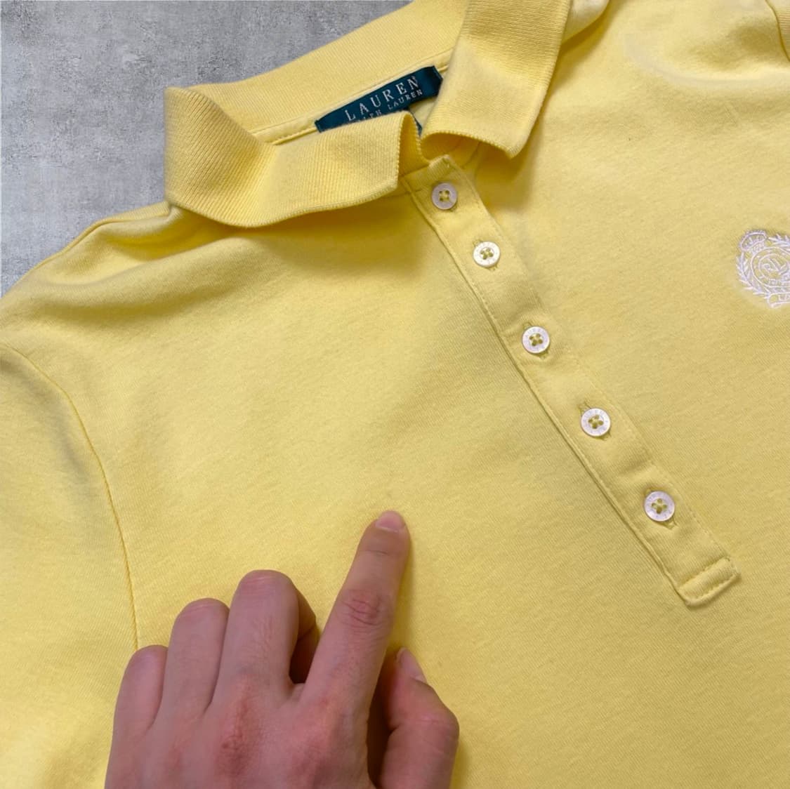 로렌 랄프로렌 옐로우 자수로고 슬림핏 반팔 카라티 M 상품이미지5