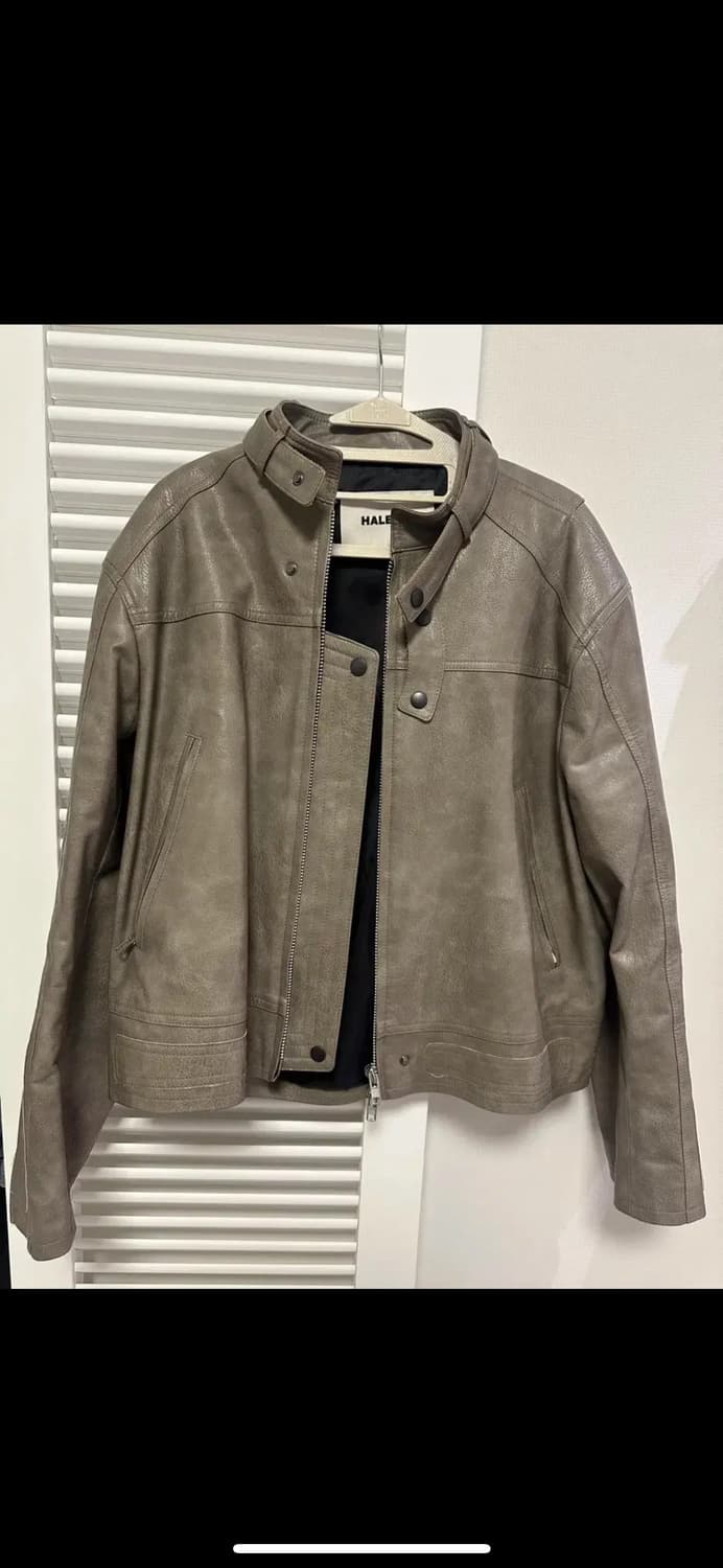 알렌느 벨티드 바이커 자켓 그레이 베이지 상품이미지4