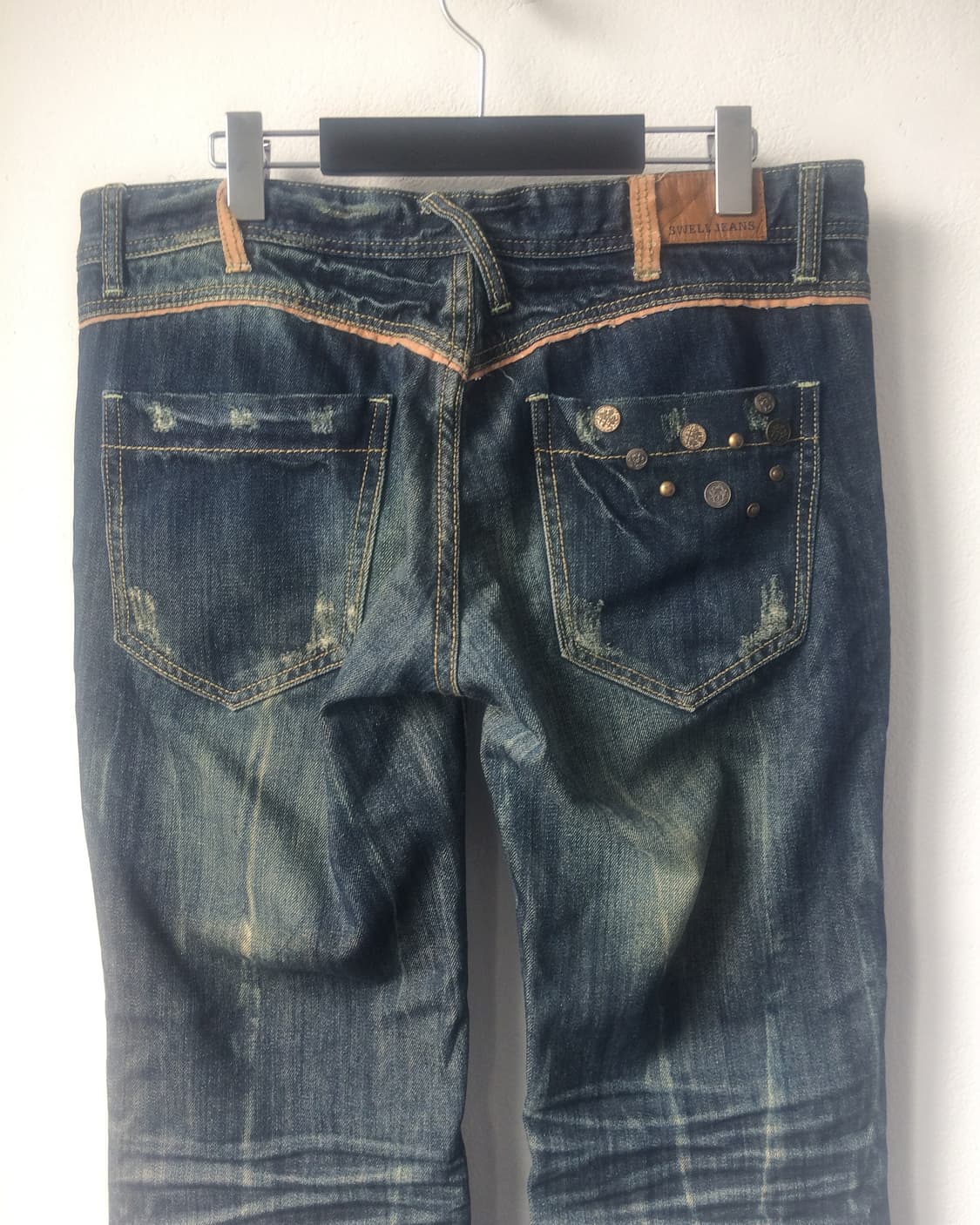Back pocket button point washing denim p 상품이미지1