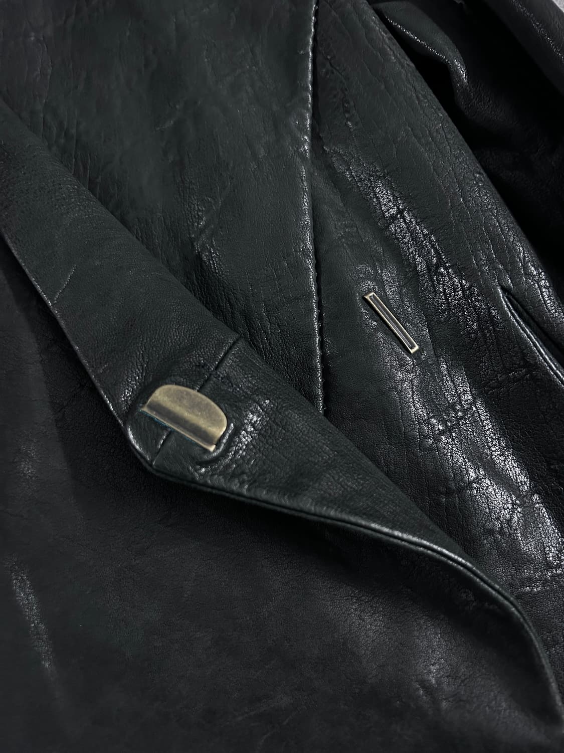 마스나다 사선 하이넥 비대칭 램스킨 자켓 상품이미지4