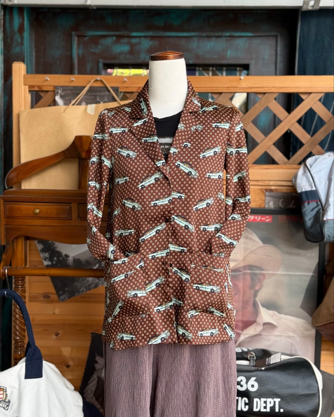 Zara 레트로카 프린트 셔츠 XS 상품이미지5