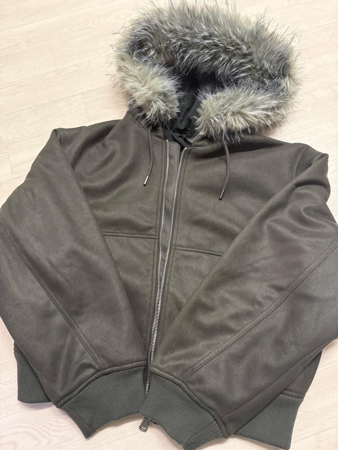 자라 페이크 스웨이드 퍼 패딩 자켓 m 상품이미지1