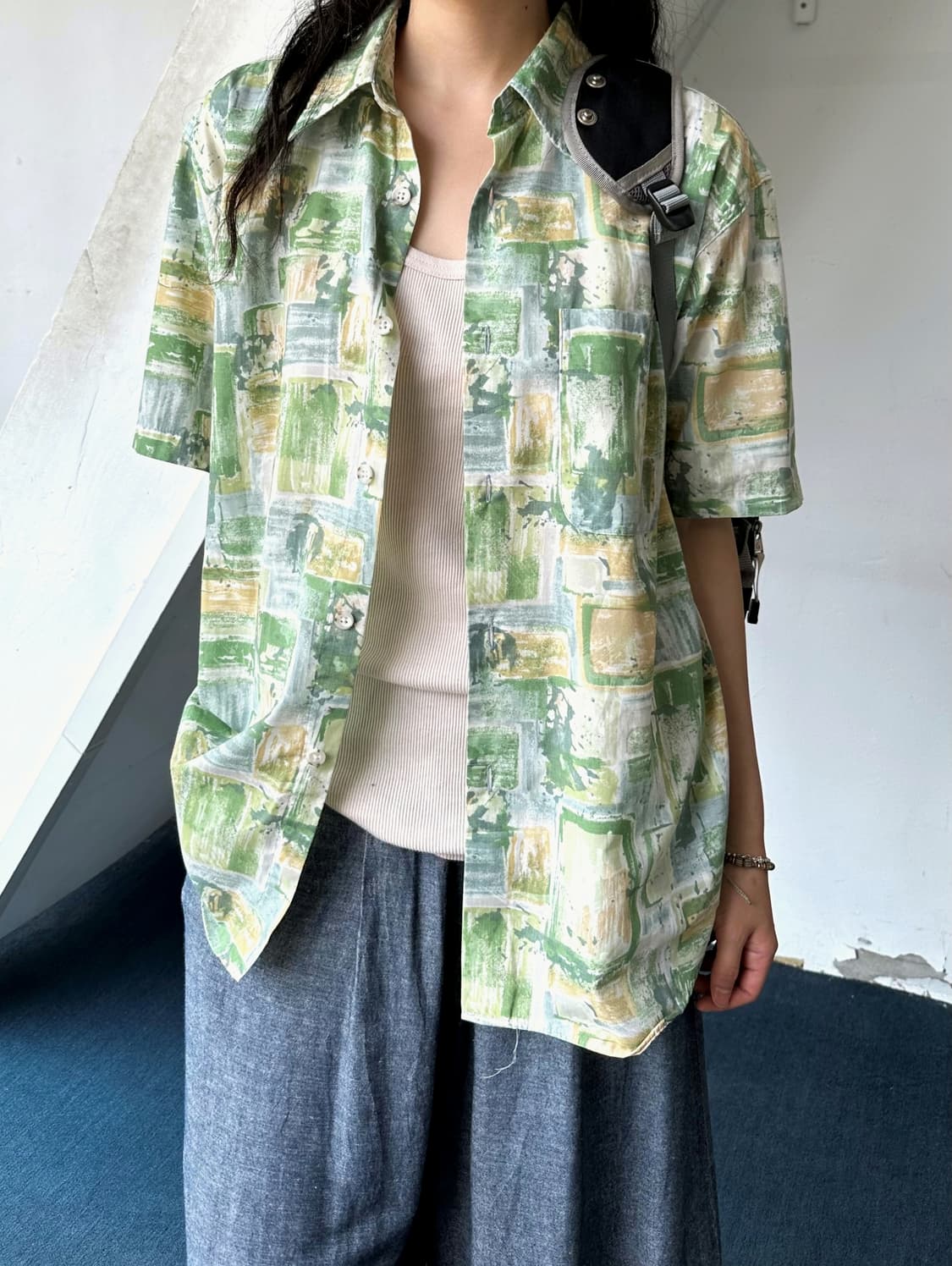 Light cotton poly pattern shirt 상품이미지2