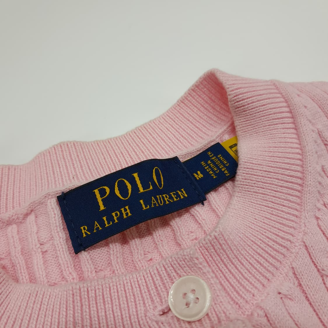CN887W M 폴로 랄프로렌 핑크 케이블 QR 니트 스웨터 가디건 상품이미지4