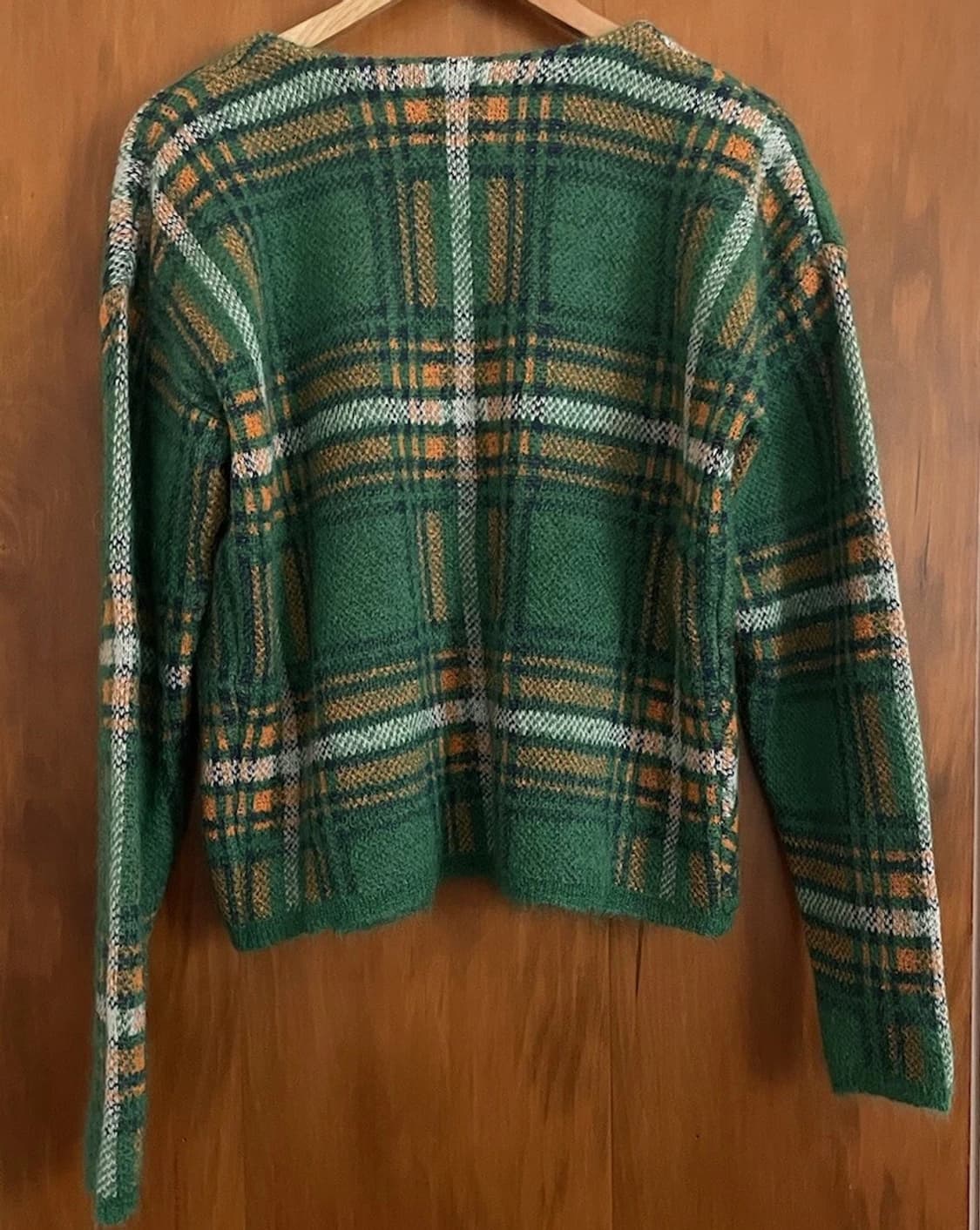 ERL 이알엘 체크 패턴 니트 가디건 그린 상품이미지3