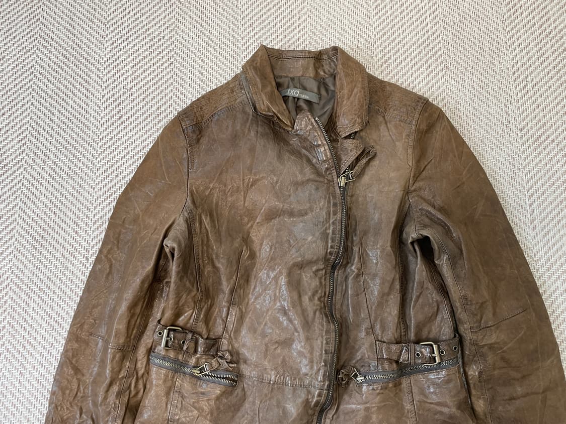 빈티지 fxa 양가죽 뱀피 텍스처 벨티드 브라운 자켓 y2k J03920 상품이미지9