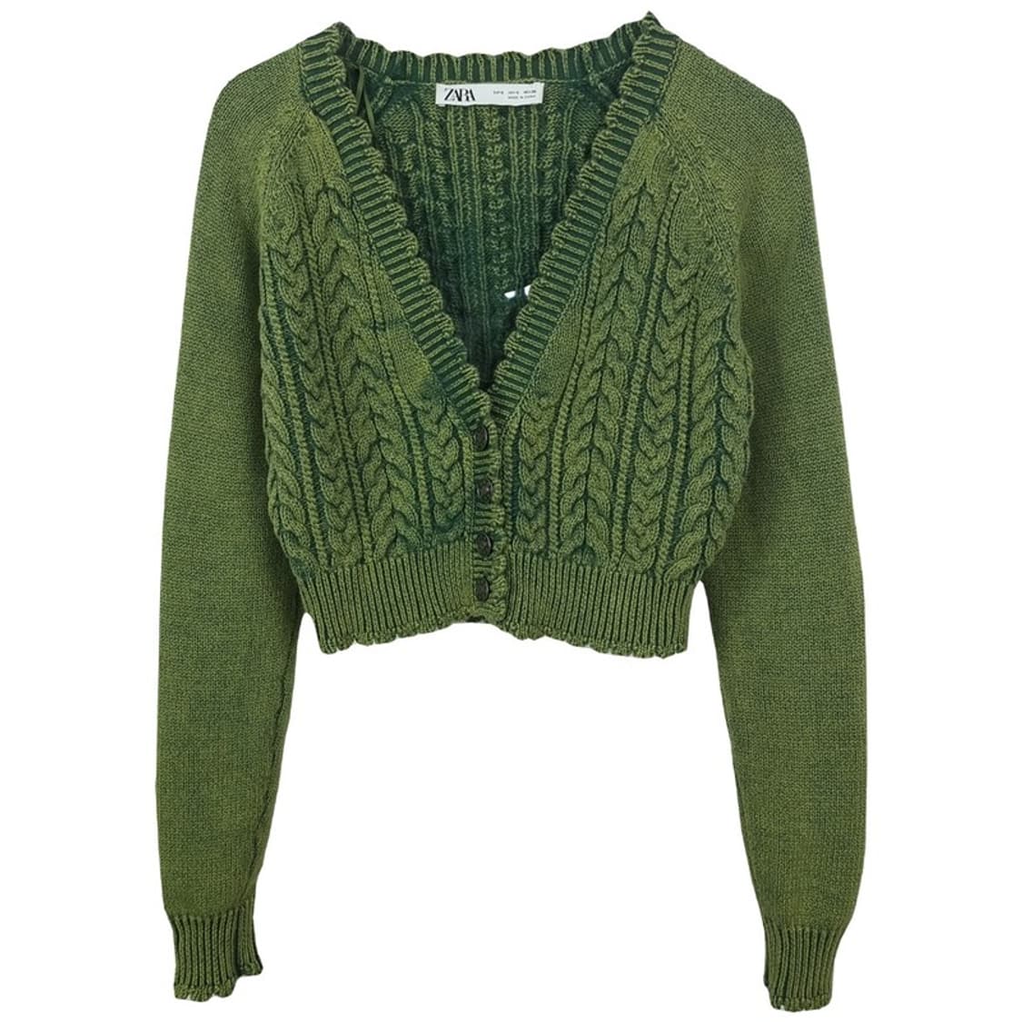 [자라] 빈티지 가공 워시드 크롭 브이넥 니트 가디건 M18742 상품이미지2