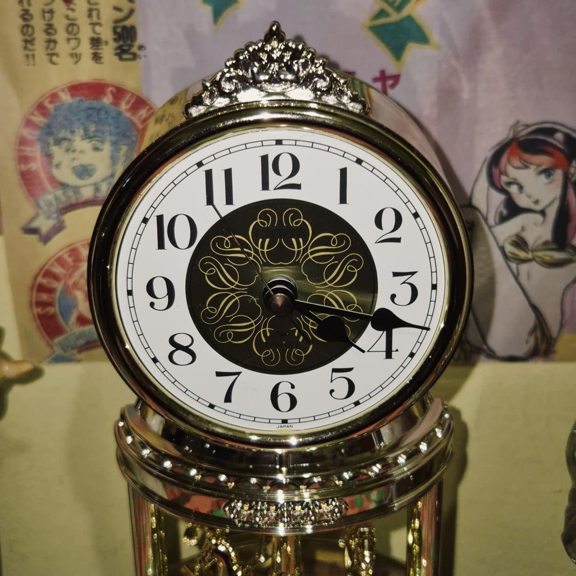 90s 시티즌 글라스 돔 회전목마 탁상 시계 상품이미지8