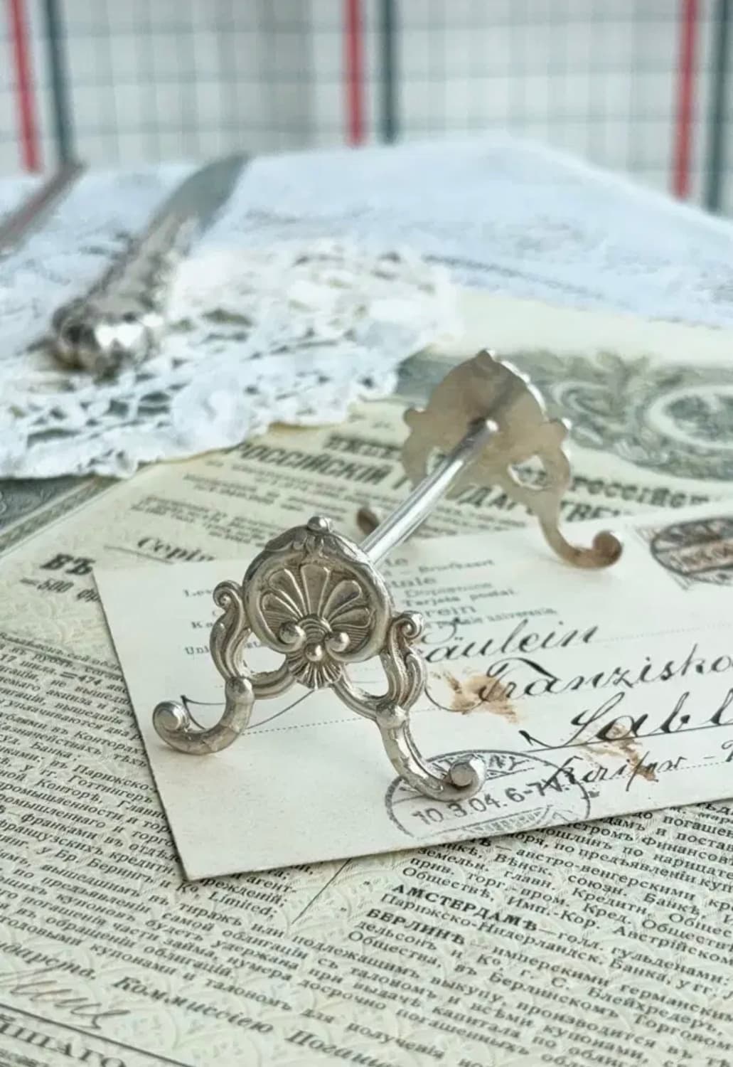 [레어]프랑스 앤틱실버 플레이트 커트러리 받침 나이프레스트 상품이미지1