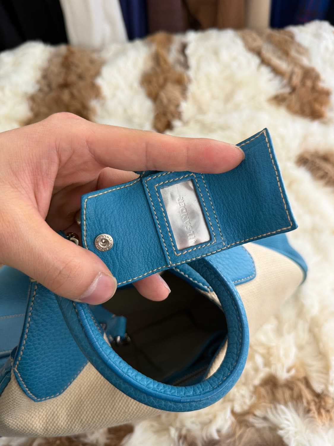 turquoise leather & canvas bag 상품이미지7