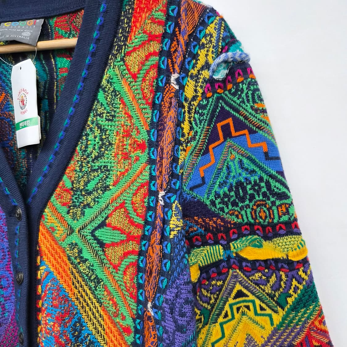 쿠지 멀티 컬러 3D 니트 가디건 남여공용 S 상품이미지3