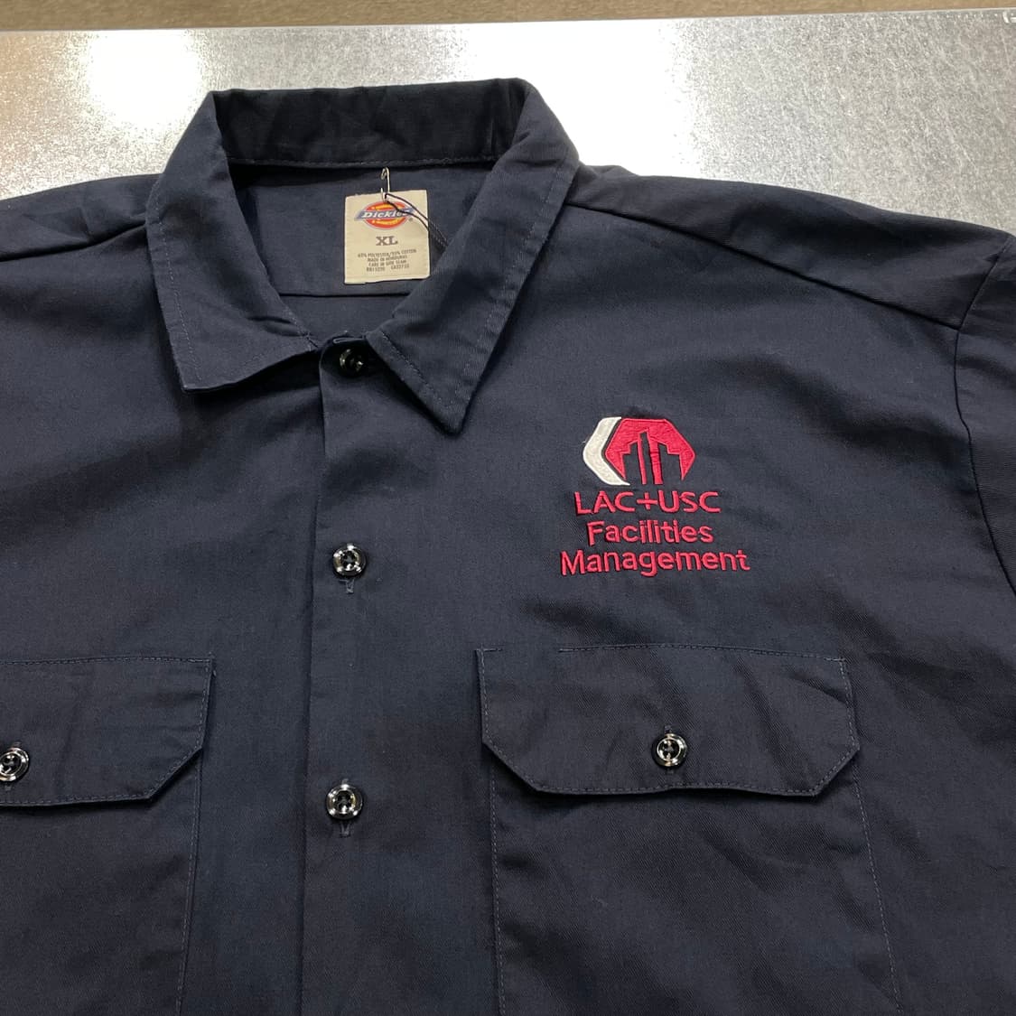 (XL) Dickies 디키즈 반팔 워크 셔츠 패치 네이비 상품이미지7