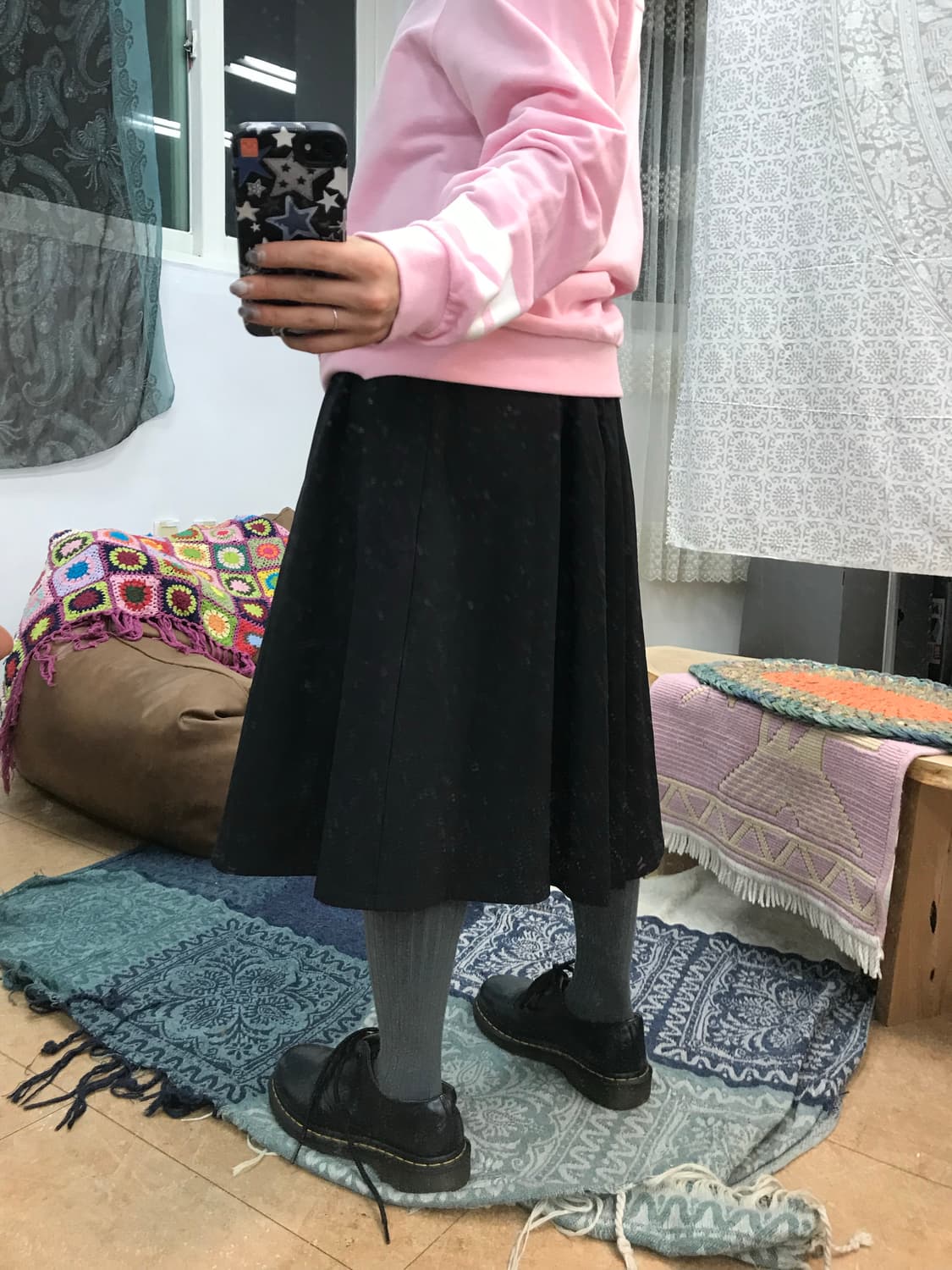 빈티지 여성 기모 턱 미디스커트  상품이미지2