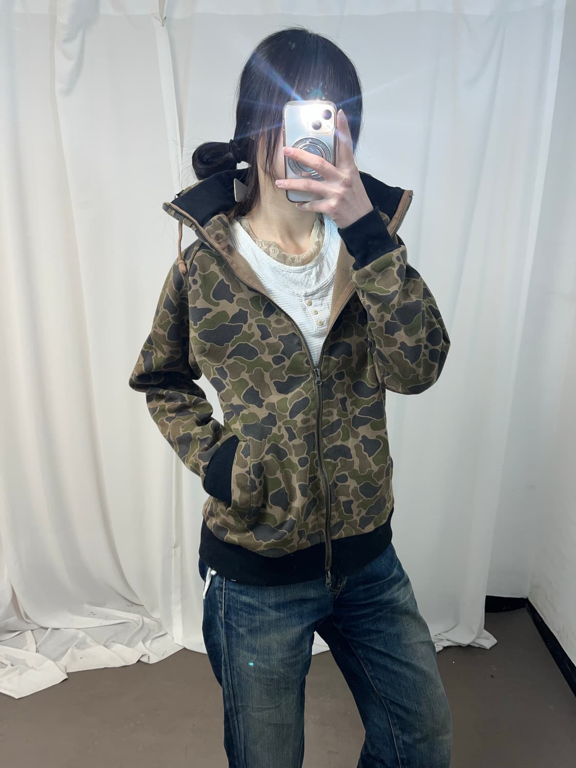 Y2K 카모 하이넥 집업 상품이미지6