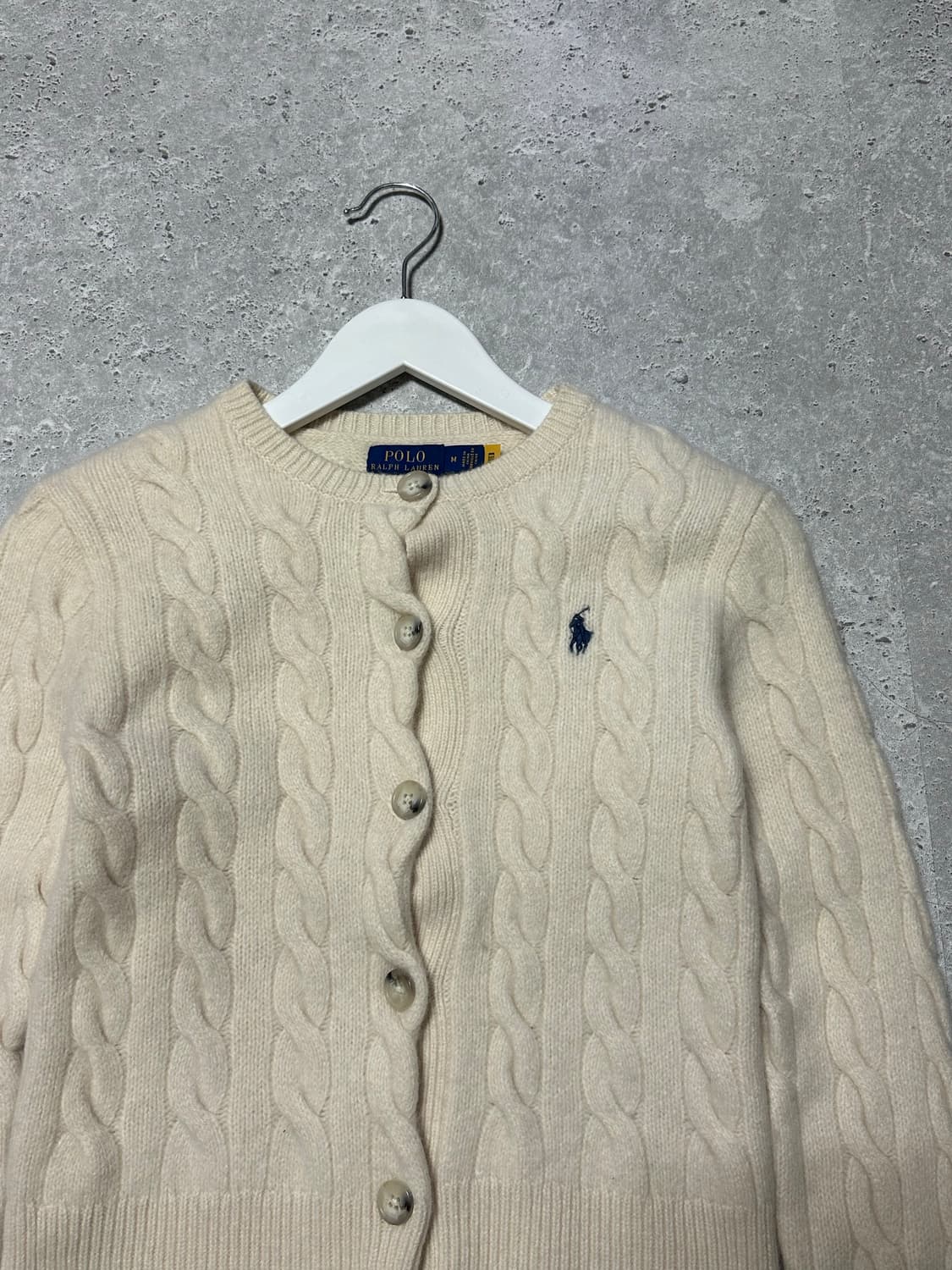 폴로 랄프로렌 울 캐시미어 꽈배기 니트 가디건 상품이미지3