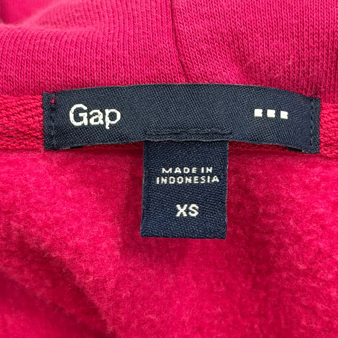 GAP 빈티지 스펠로고 딱붙핏 Y2K 기모 후드집업 자켓 핑크 XS 상품이미지4