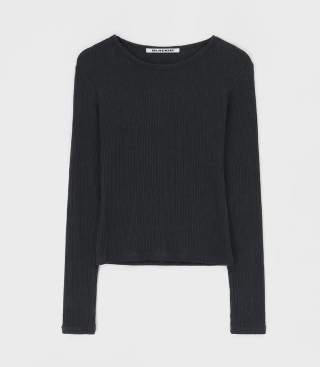 BLACKUP 블랙업 루카스 골지 니트 긴팔 티셔츠 네이비 에이블리 상품이미지1