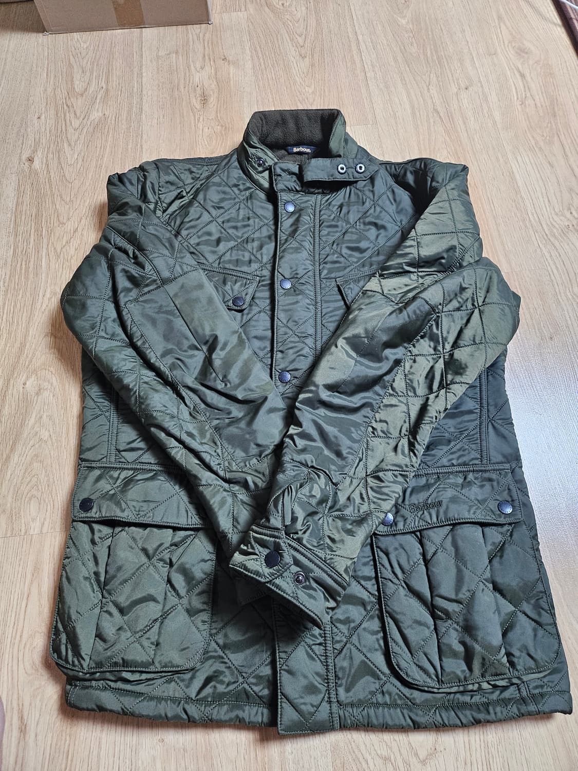 [L]바버 아리엘 폴라퀼팅 자켓 올리브 상품이미지1