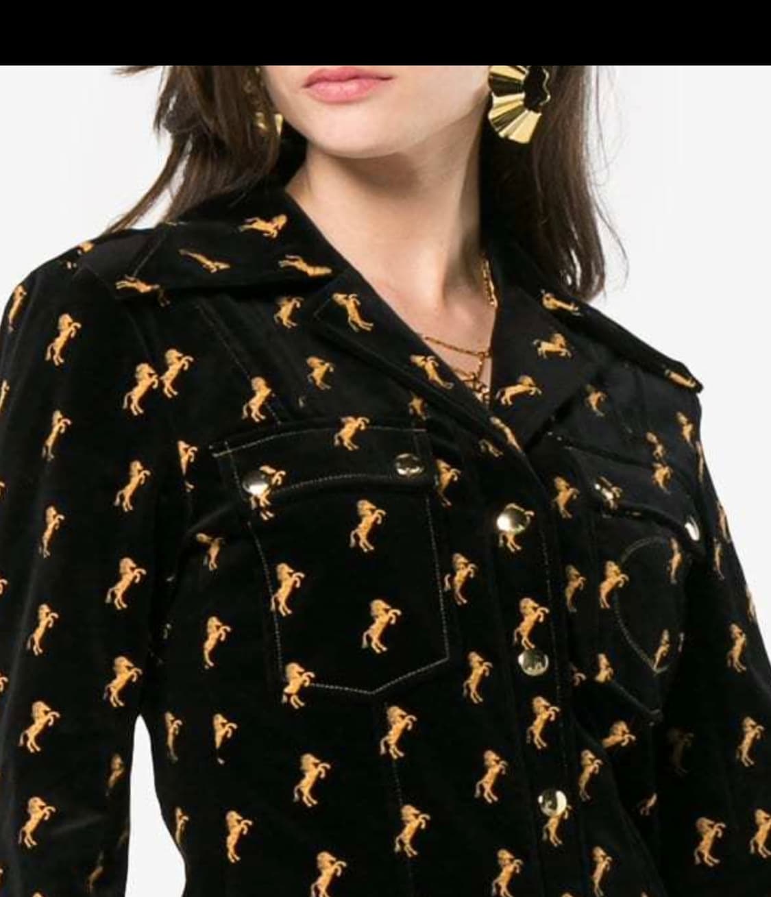 (새상품)끌로에 황금말 자수 벨벳 셔츠(프랑스36) (국내 44반 55) 상품이미지1