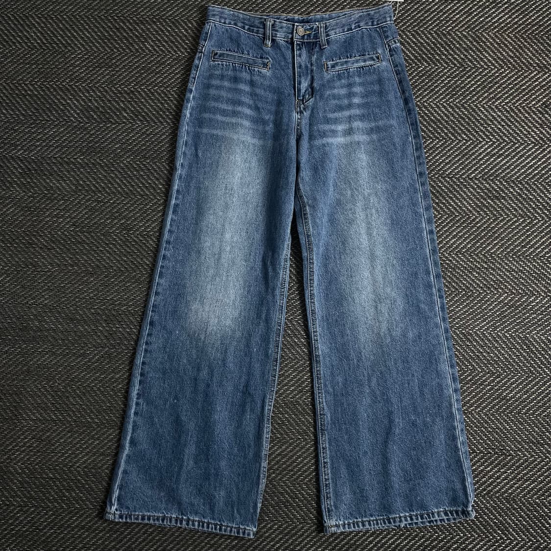 빈티지 절개 디테일 워싱 와이드핏 데님 팬츠o 3658 상품이미지1