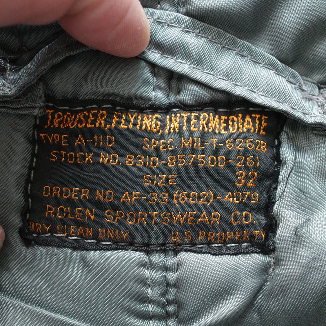 50s 미공군 오리지널 A-11D 플라잉 트라우저 32 크라운지퍼 상품이미지5