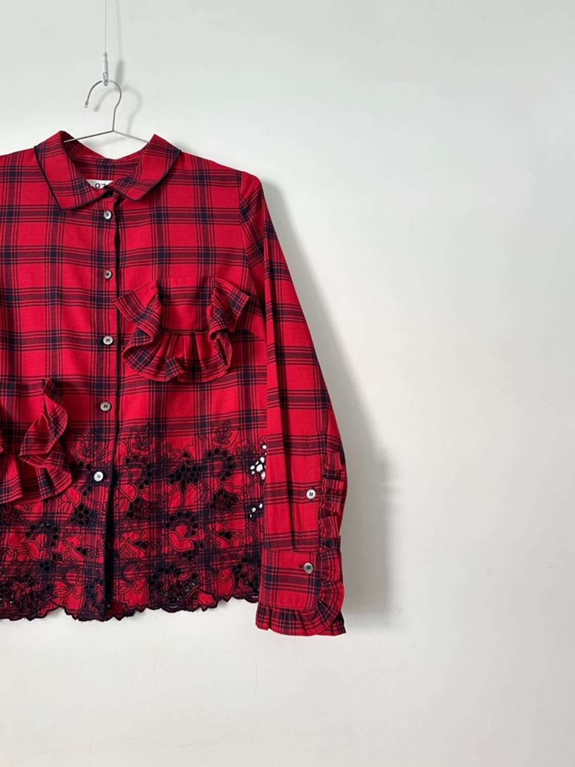 O'2nd chcek ruffle shirt / red 상품이미지6