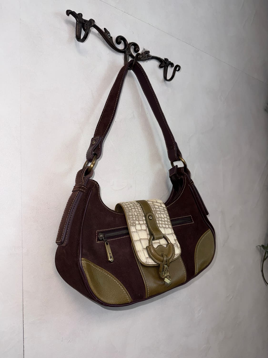 Esquire purple khaki calf fur buckle 숄더백 상품이미지2