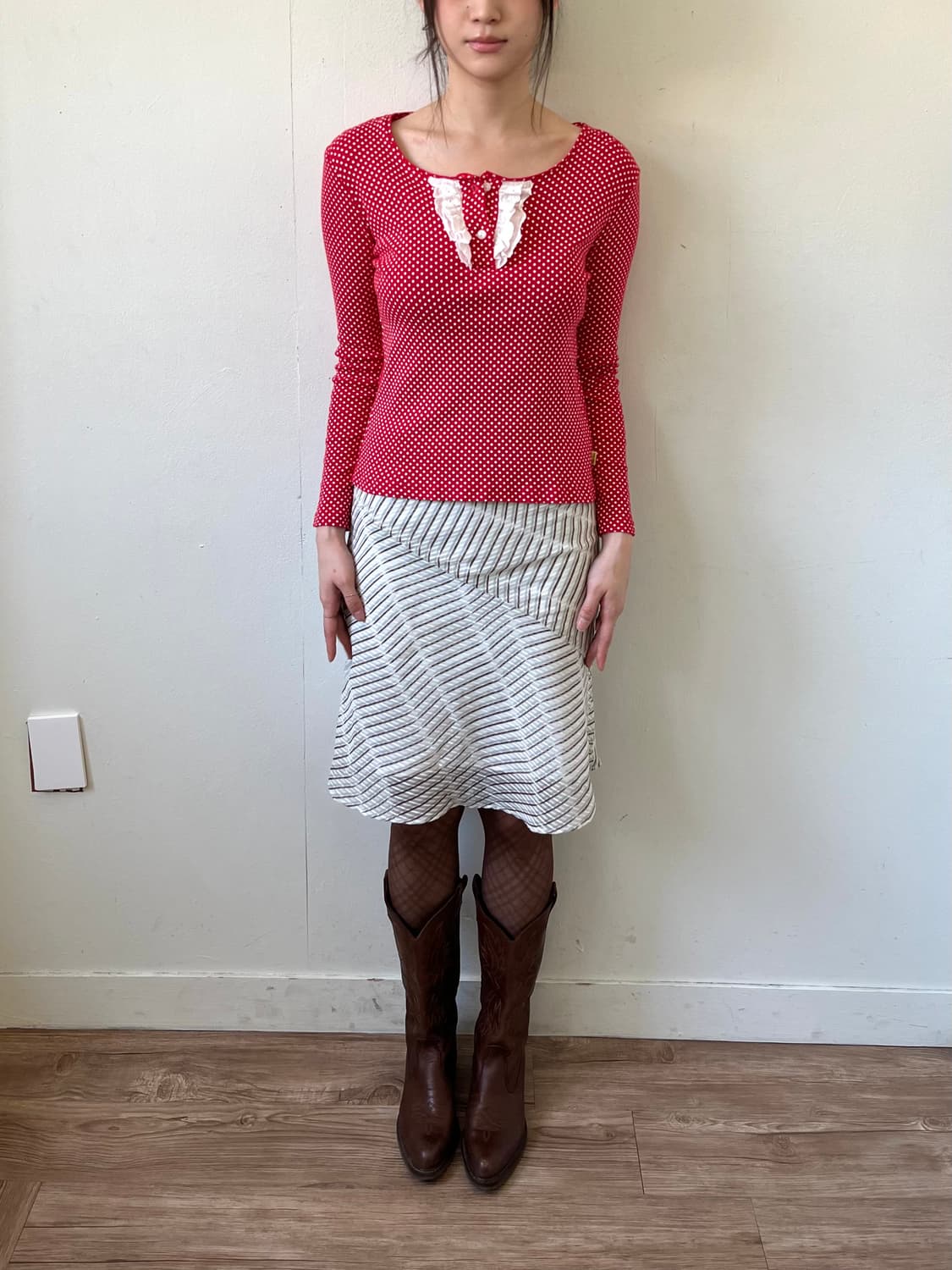 Ribbon Casket 레이스 도트 탑 상품이미지9