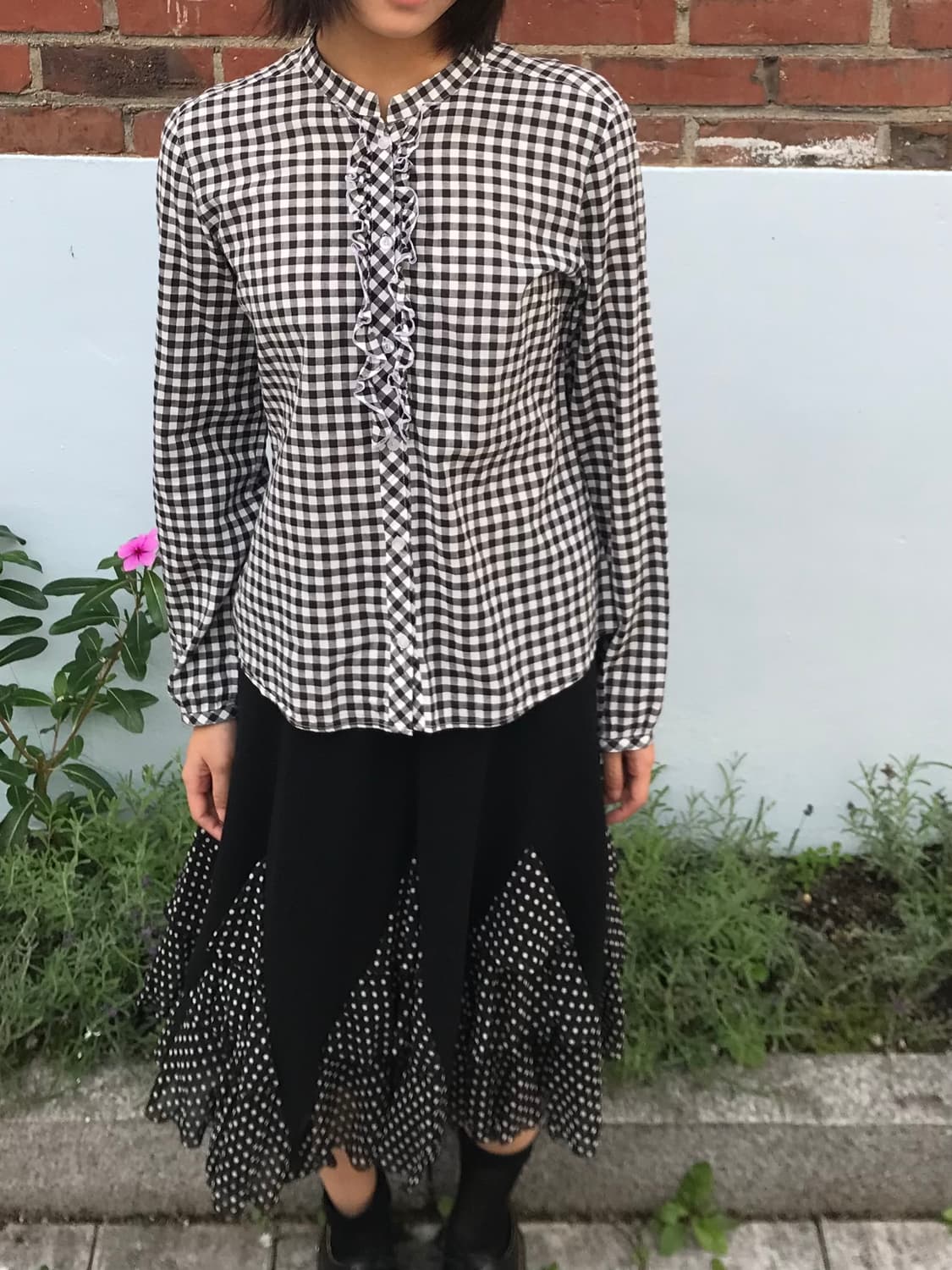 Vintage check frill shirt 상품이미지5