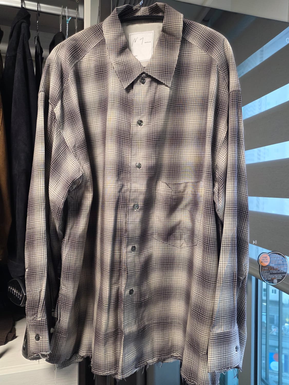 [1] Ancellm ombre check shirt brown 상품이미지1