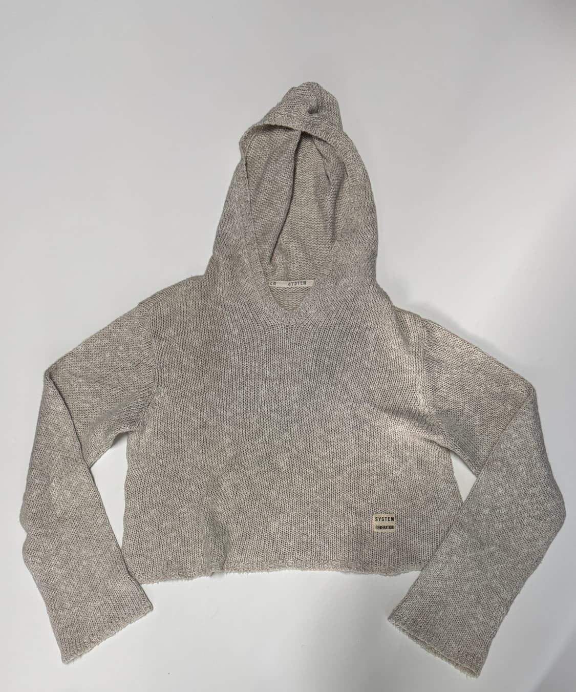 여성 한섬 시스템 린넨 와플 크롭 후드티 상품이미지1