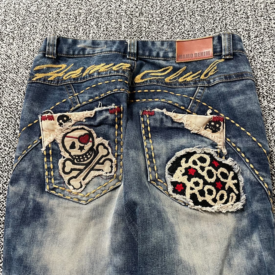 빈티지9. HAMO 00s 빈티지 펑크 스컬 패치 데님 팬츠 청바지 해골 상품이미지3