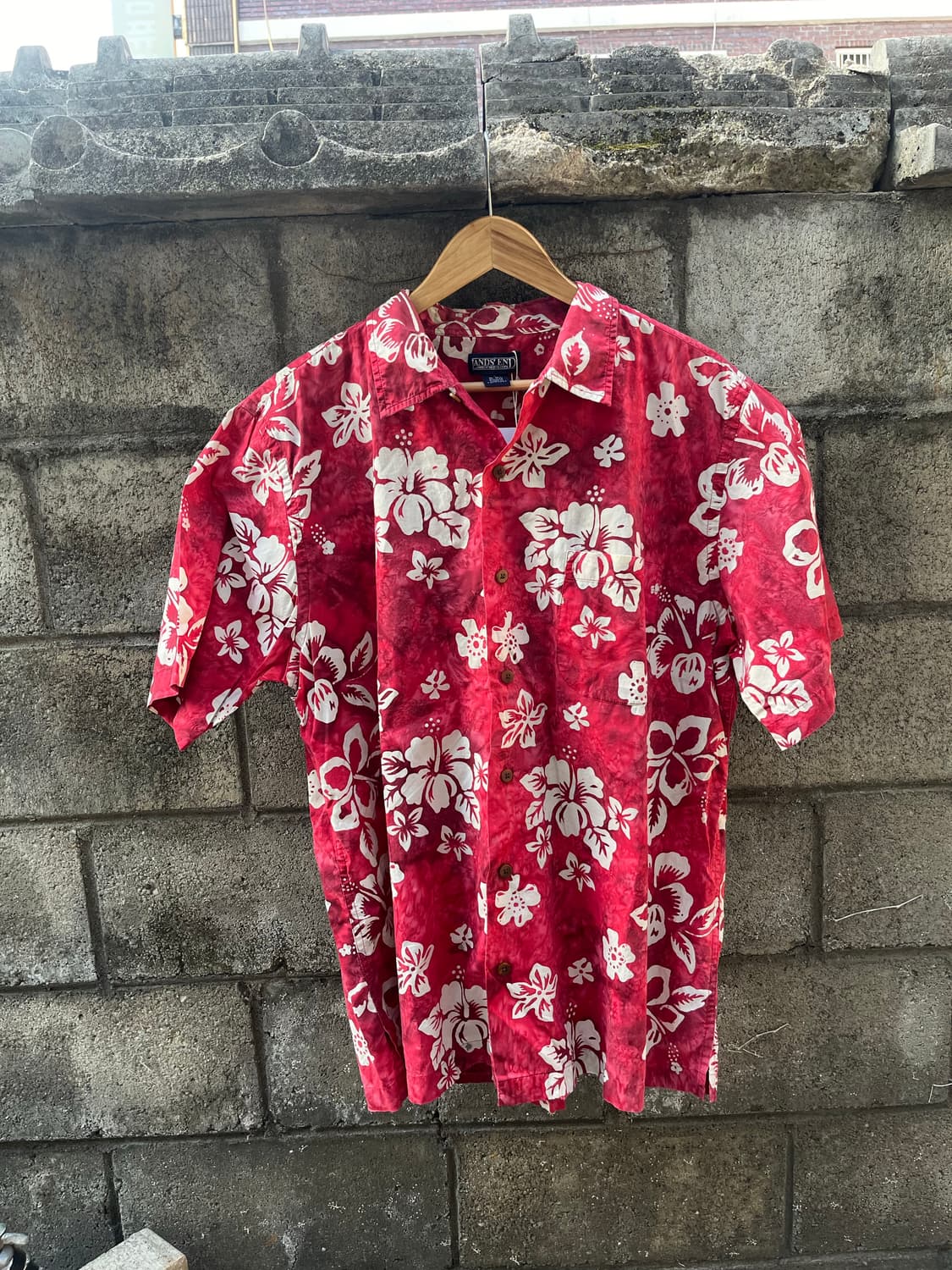 LANDS’END 빈티지 하와이안 알로하 반팔 셔츠 L 상품이미지1
