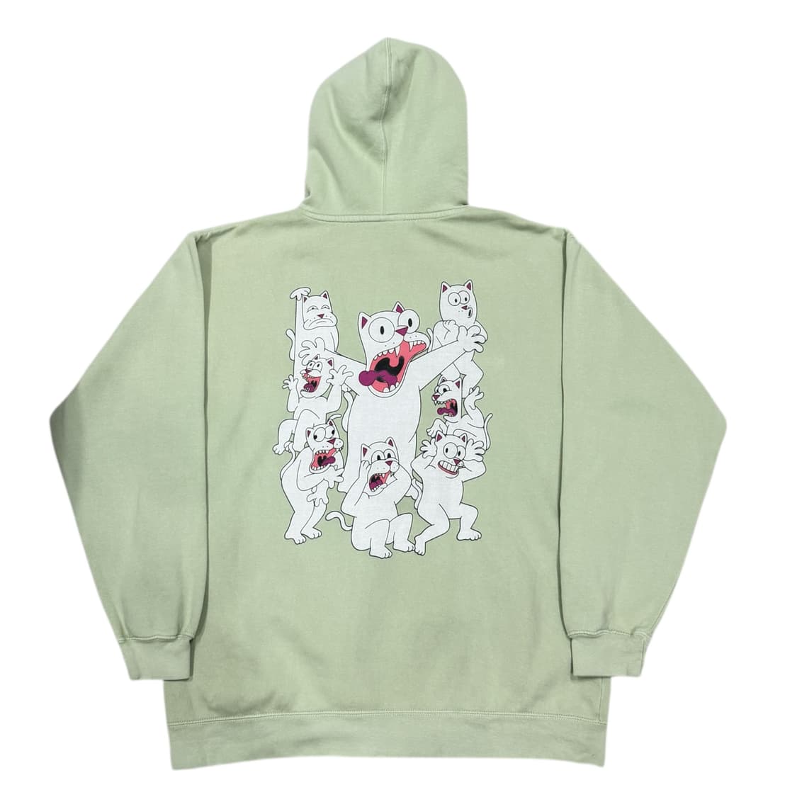 립앤딥 그래픽 고양이 캣 스웻 기모 후드티 애플그린 민트 L 상품이미지3