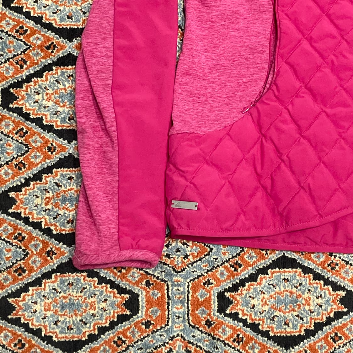 아디다스 삼각로고 핑크 경량패딩 집업 져지 여성M 상품이미지3